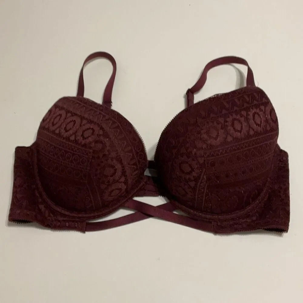 Aerie Burgundy Lace Bra, 36 D